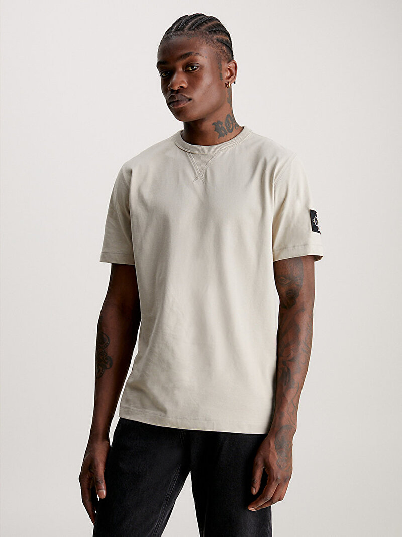 Calvin Klein Kahverengi Renkli Erkek Badge Regular T-Shirt