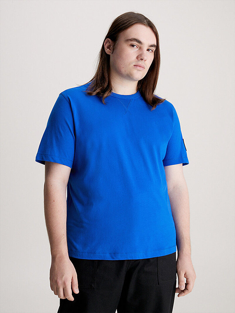 Calvin Klein Mavi Renkli Erkek Badge Regular T-Shirt