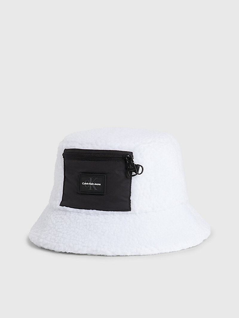 Calvin Klein Beyaz Renkli Kadın Sherpa Bucket Şapka