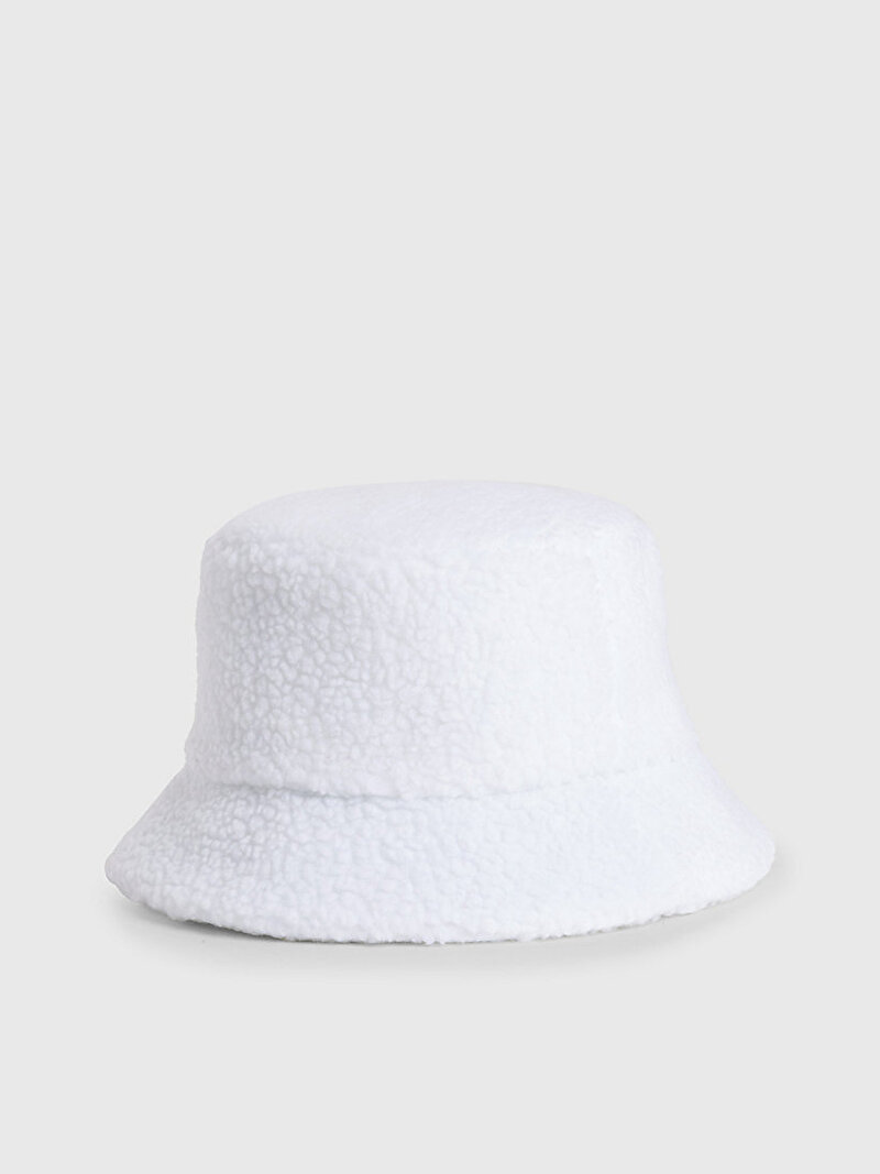 Calvin Klein Beyaz Renkli Kadın Sherpa Bucket Şapka