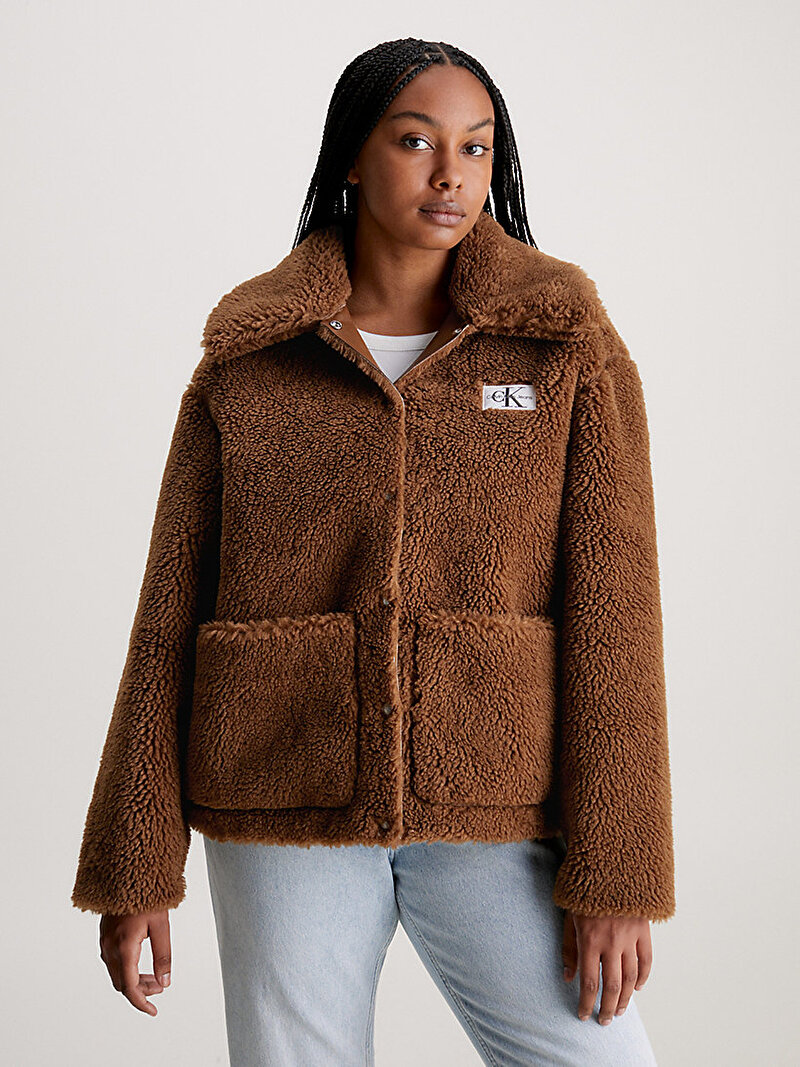 Calvin Klein Kahverengi Renkli Kadın Short Sherpa Ceket