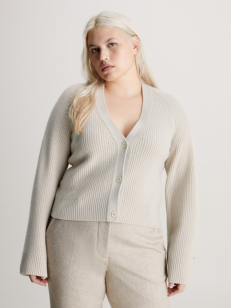 Calvin Klein Bej Renkli Kadın Recycled Wool Hırka