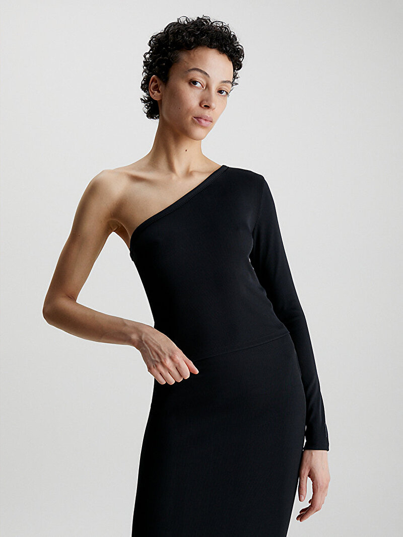 Calvin Klein Siyah Renkli Kadın Q-Nova Tek Omuzlu T-Shirt