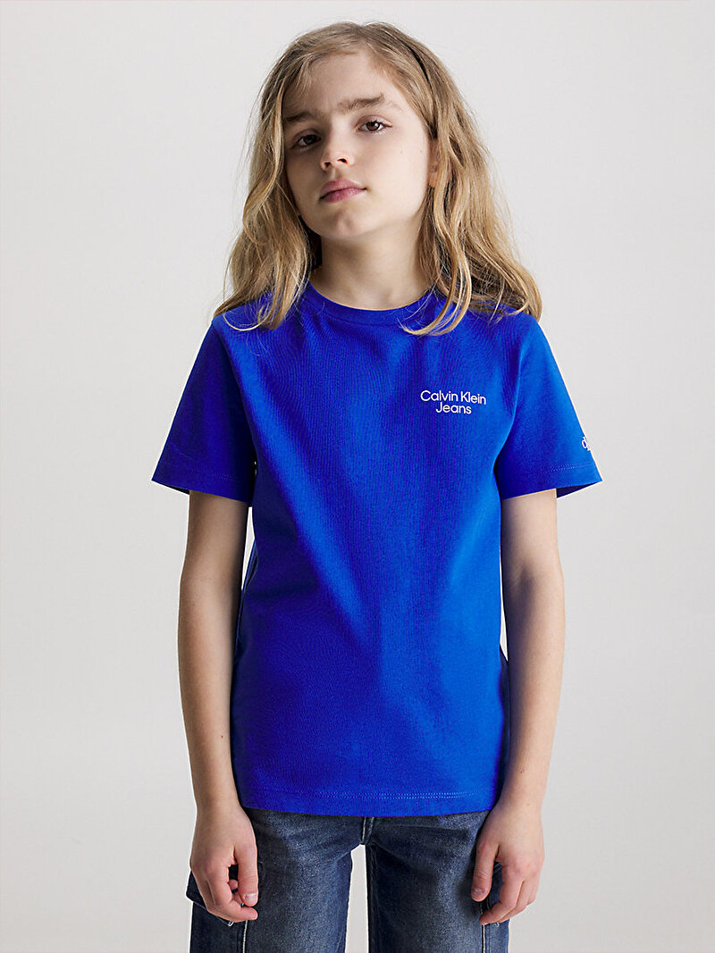 Calvin Klein Mavi Renkli Erkek Çocuk Ckj Stack Logo T-Shirt