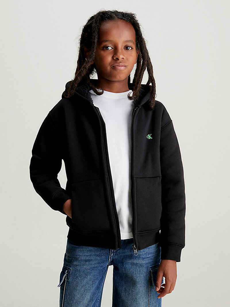 Calvin Klein Siyah Renkli Erkek Çocuk Glow In A Dark Teddy Sweatshirt