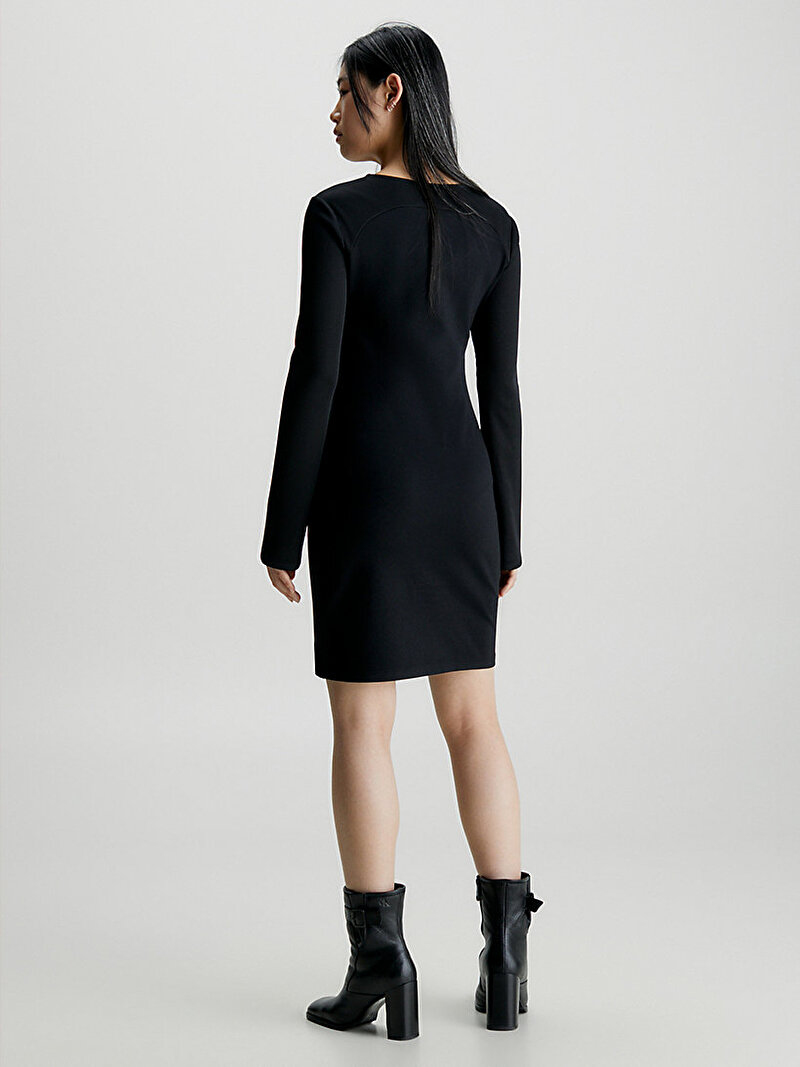 Calvin Klein Siyah Renkli Kadın Cut Out Rib Mix Elbise
