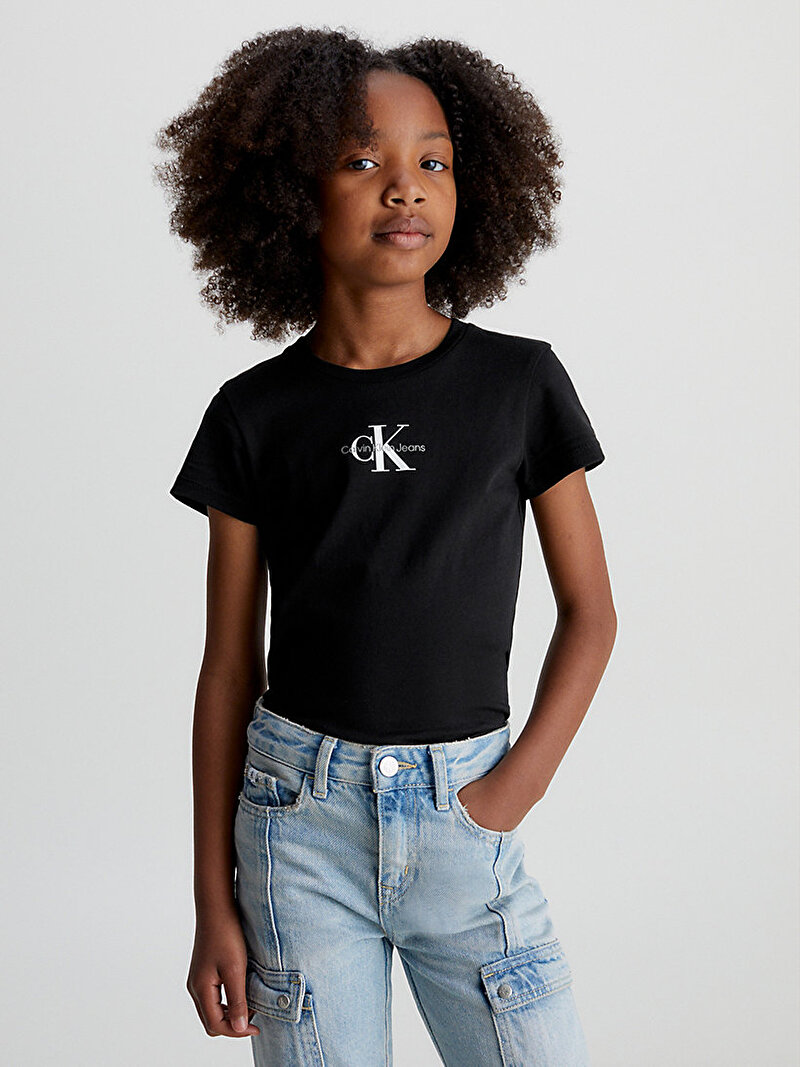 Calvin Klein Siyah Renkli Kız Çocuk Micro Monogram T-Shirt