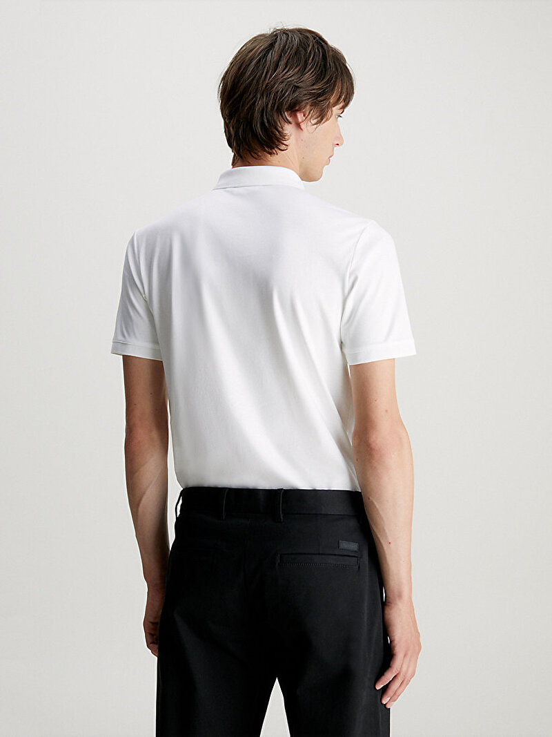Calvin Klein Beyaz Renkli Erkek Smooth Cotton Slim Polo T-Shirt
