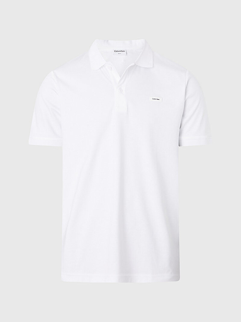 Calvin Klein Beyaz Renkli Erkek Smooth Cotton Slim Polo T-Shirt
