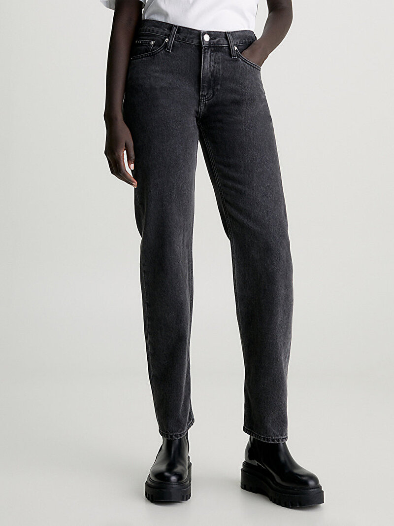 Calvin Klein Siyah Renkli Kadın Düşük Bel Straight Jean Pantolon
