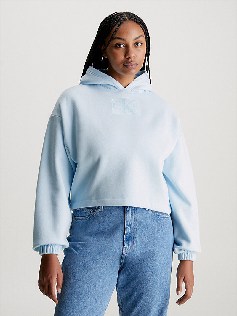 Calvin Klein Mavi Renkli Kadın Sequin Hoodie Sweatshirt