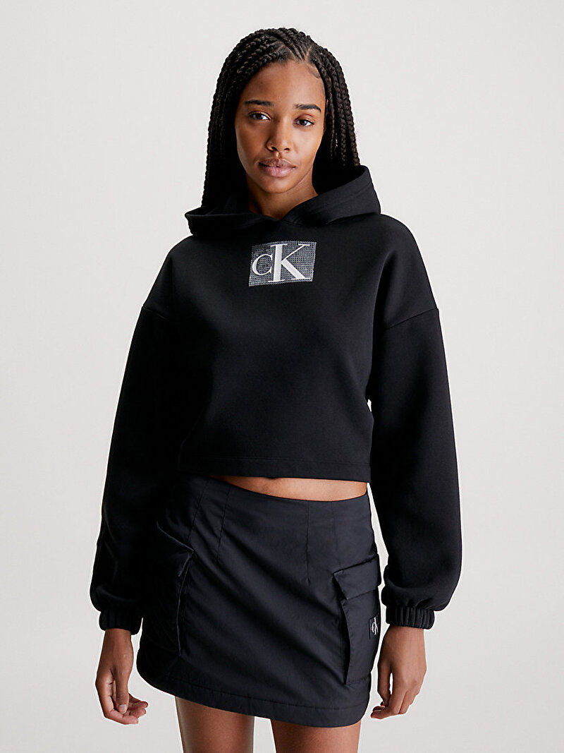 Calvin Klein Siyah Renkli Kadın Sequin Hoodie Sweatshirt