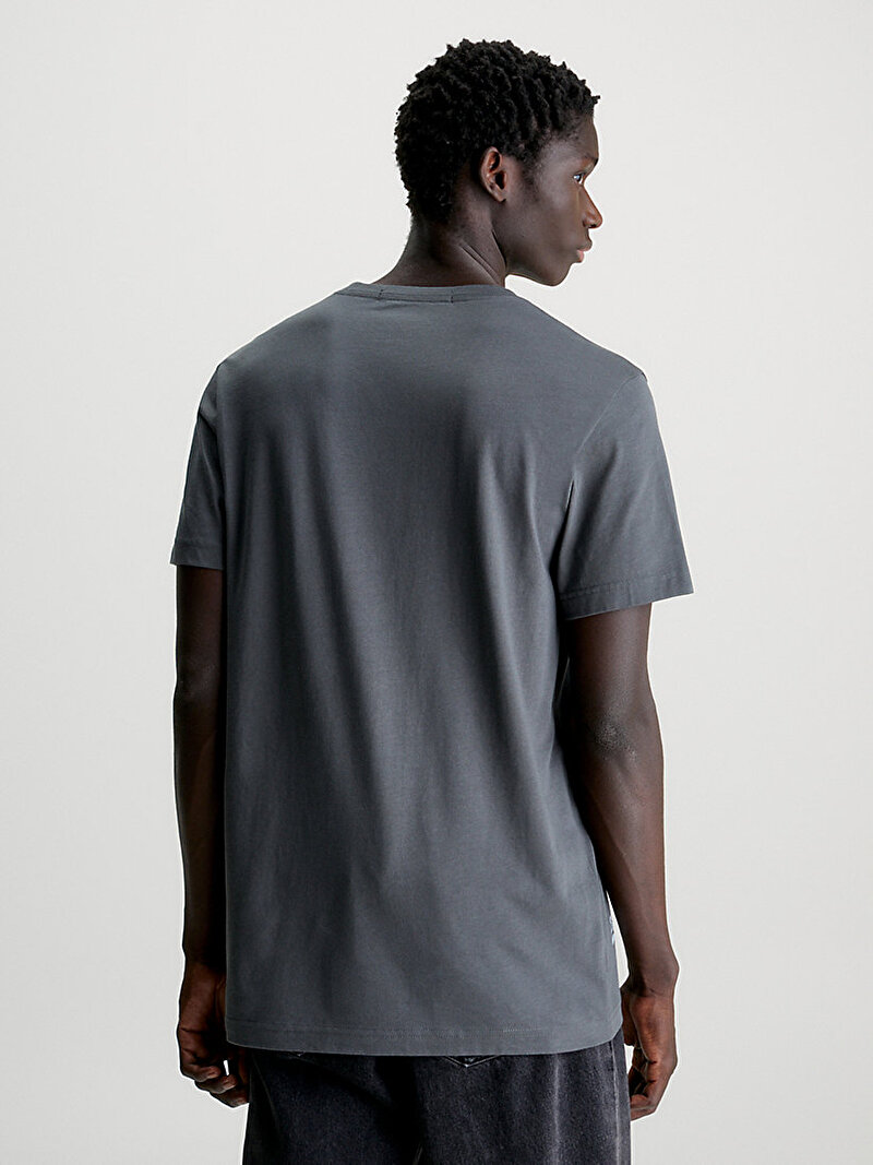 Calvin Klein Gri Renkli Erkek Multiplacement Text T-Shirt