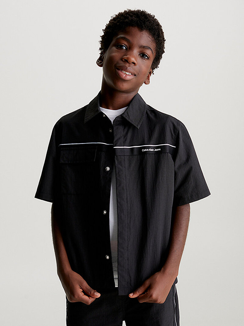 Calvin Klein Siyah Renkli Erkek Çocuk Ripstop Tape Gömlek