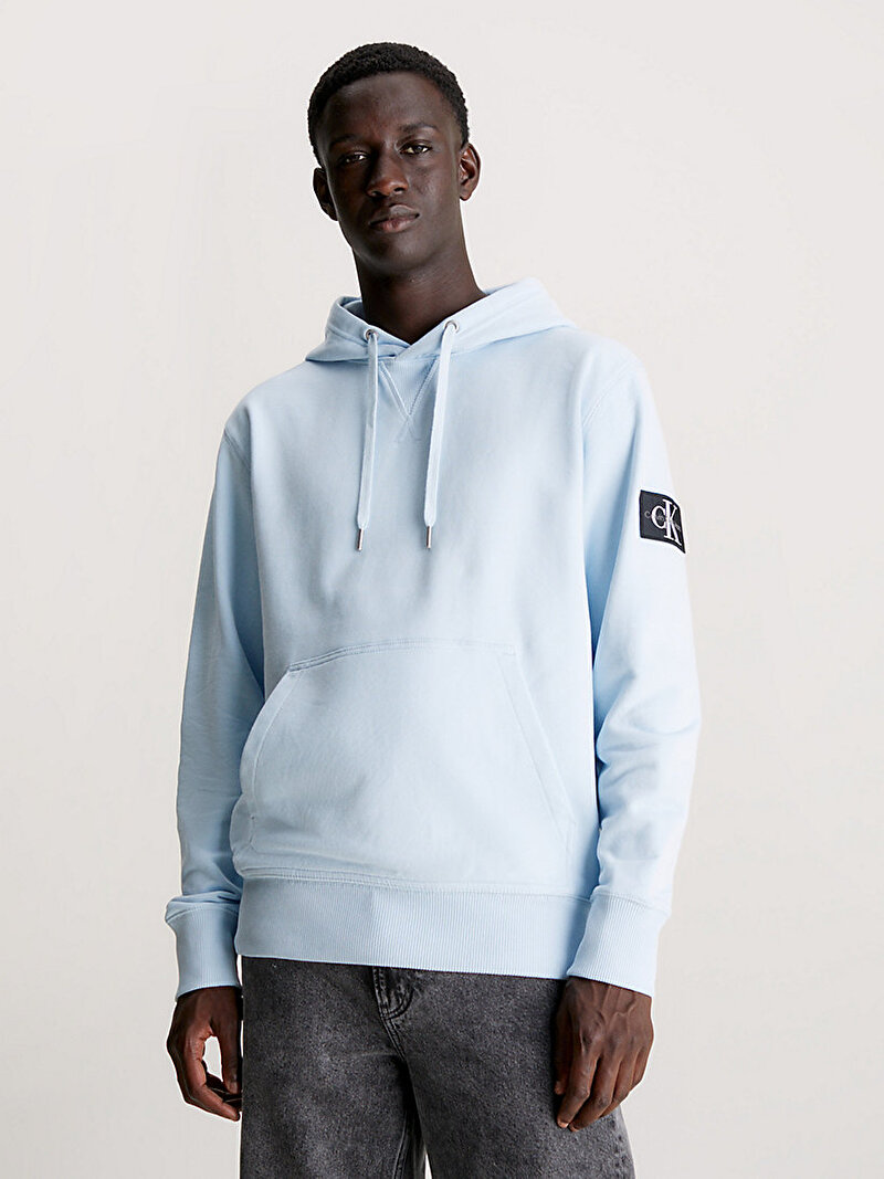 Calvin Klein Mavi Renkli Erkek Badge Hoodie Sweatshirt