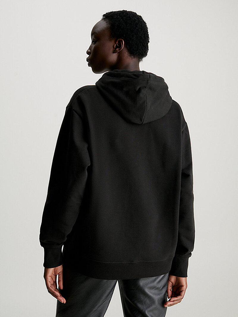 Calvin Klein Siyah Renkli Kadın Woven Label Oversize Sweatshirt