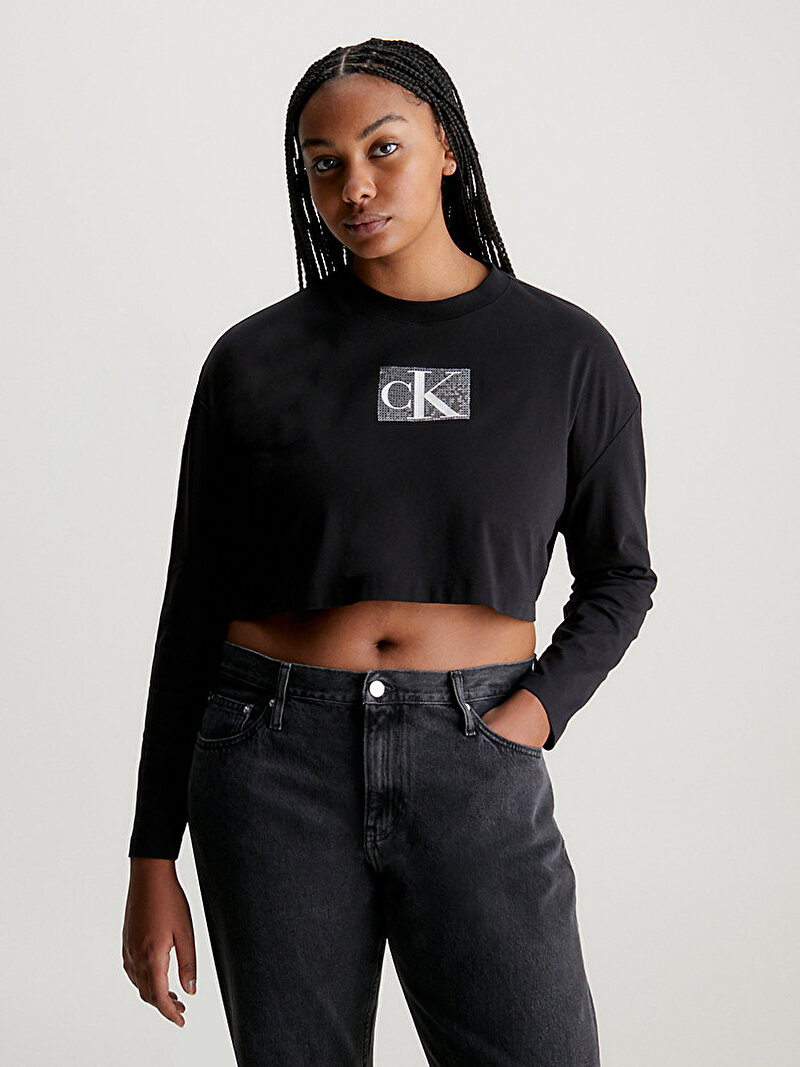 Calvin Klein Siyah Renkli Kadın Sequin Uzun Kollu T-Shirt