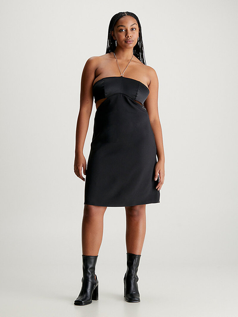 Calvin Klein Siyah Renkli Kadın Bustier Chain Detail Elbise