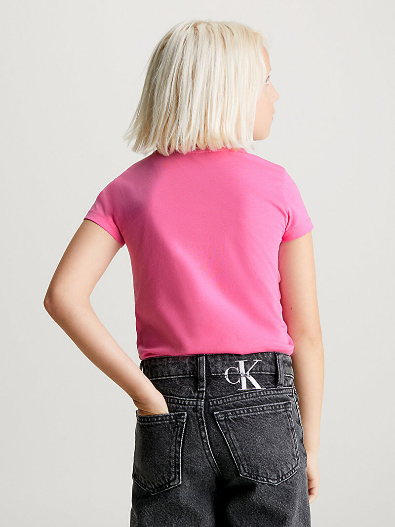 Calvin Klein Pembe Renkli Kız Çocuk Micro Monogram T-Shirt