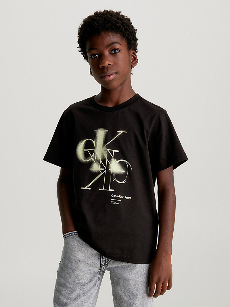 Calvin Klein Siyah Renkli Çocuk Unisex Spray Ck Monogram T-Shirt