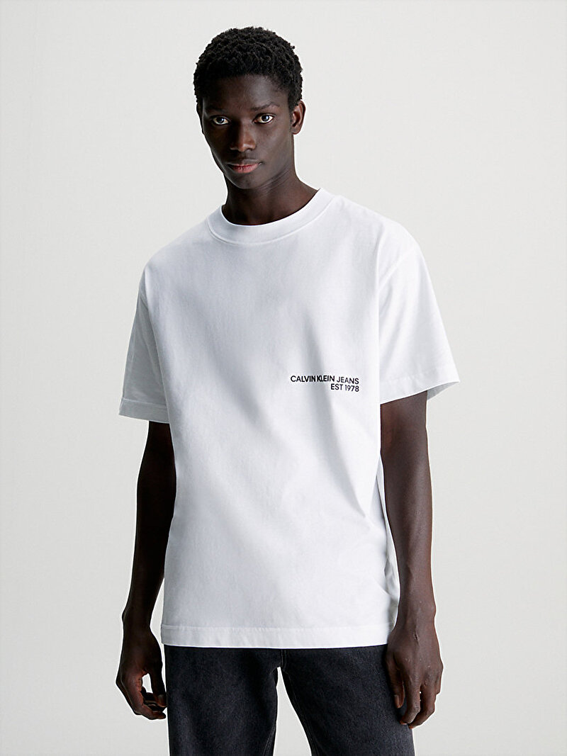 Calvin Klein Beyaz Renkli Erkek Ck Spray T-Shirt