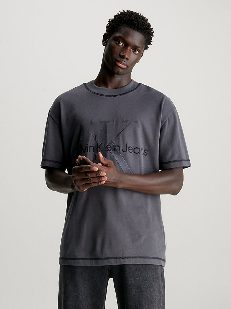 Calvin Klein Siyah Renkli Erkek Wash Monologo T-Shirt