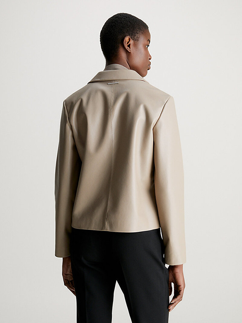 Calvin Klein Kahverengi Renkli Kadın Re-Gen Leather Relax Ceket