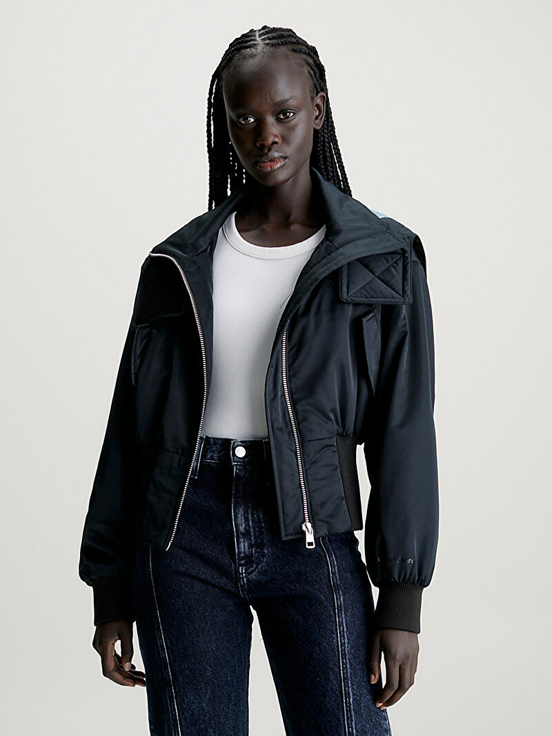 Calvin Klein Siyah Renkli Kadın 3-in-1 Hooded Bomber Ceket