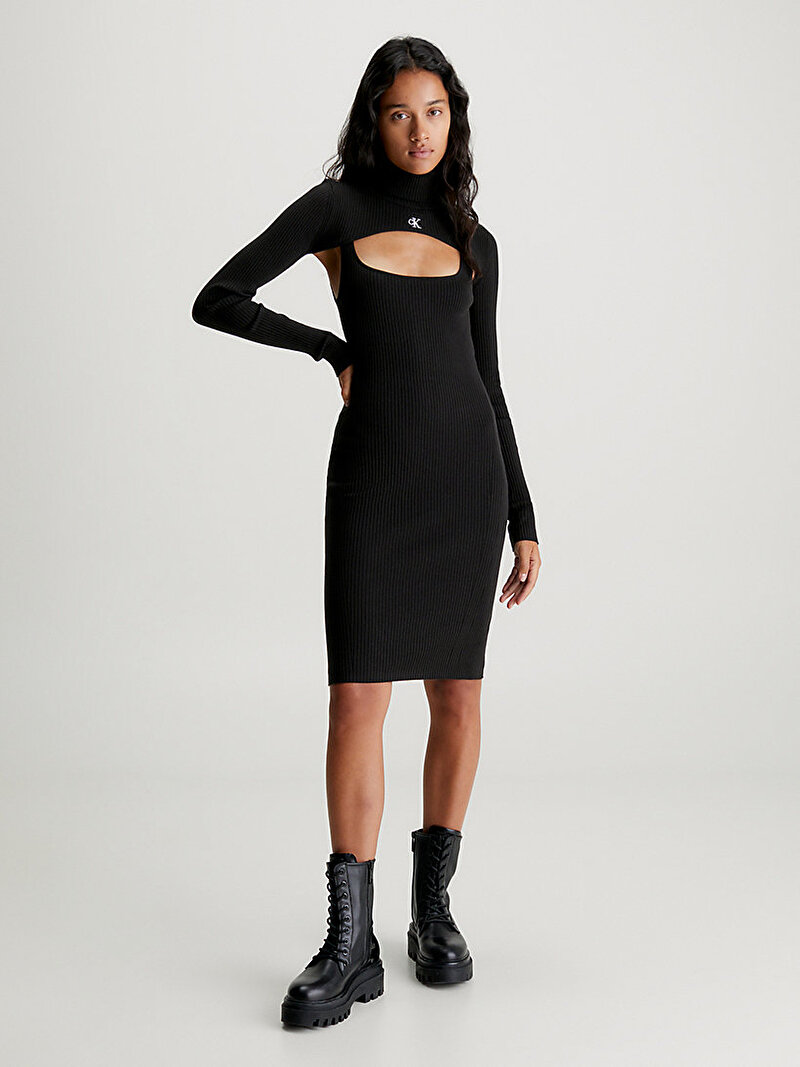 Calvin Klein Siyah Renkli Kadın 2 in 1 Tight Kazak Elbise