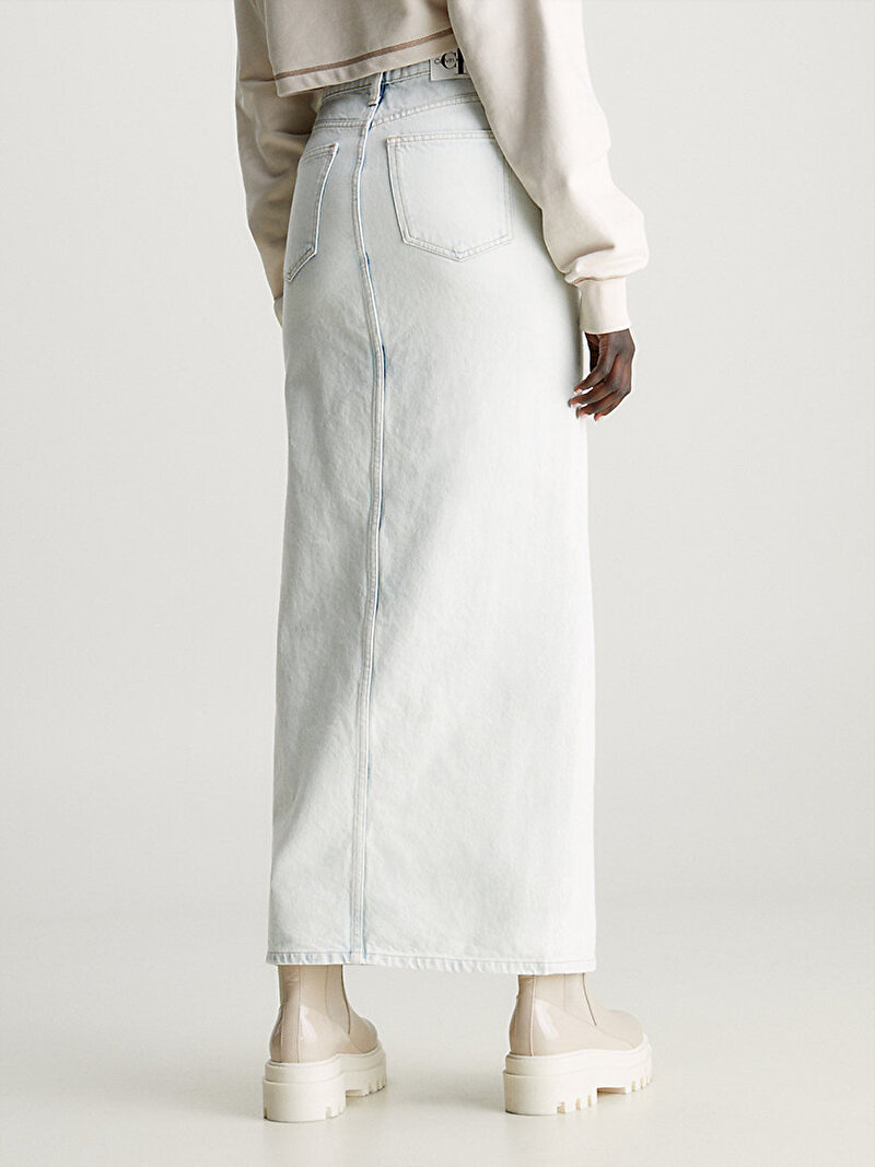 Calvin Klein Mavi Renkli Kadın Front Split Maxi Denim Etek