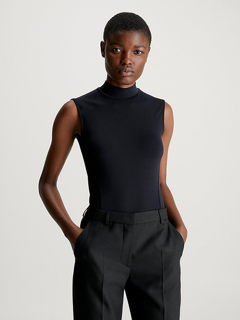 Calvin Klein Siyah Renkli Kadın Stretch Jersey Body