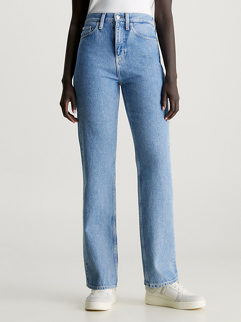 Calvin Klein Mavi Renkli Kadın Yüksek Bel Straight Jean Pantolon