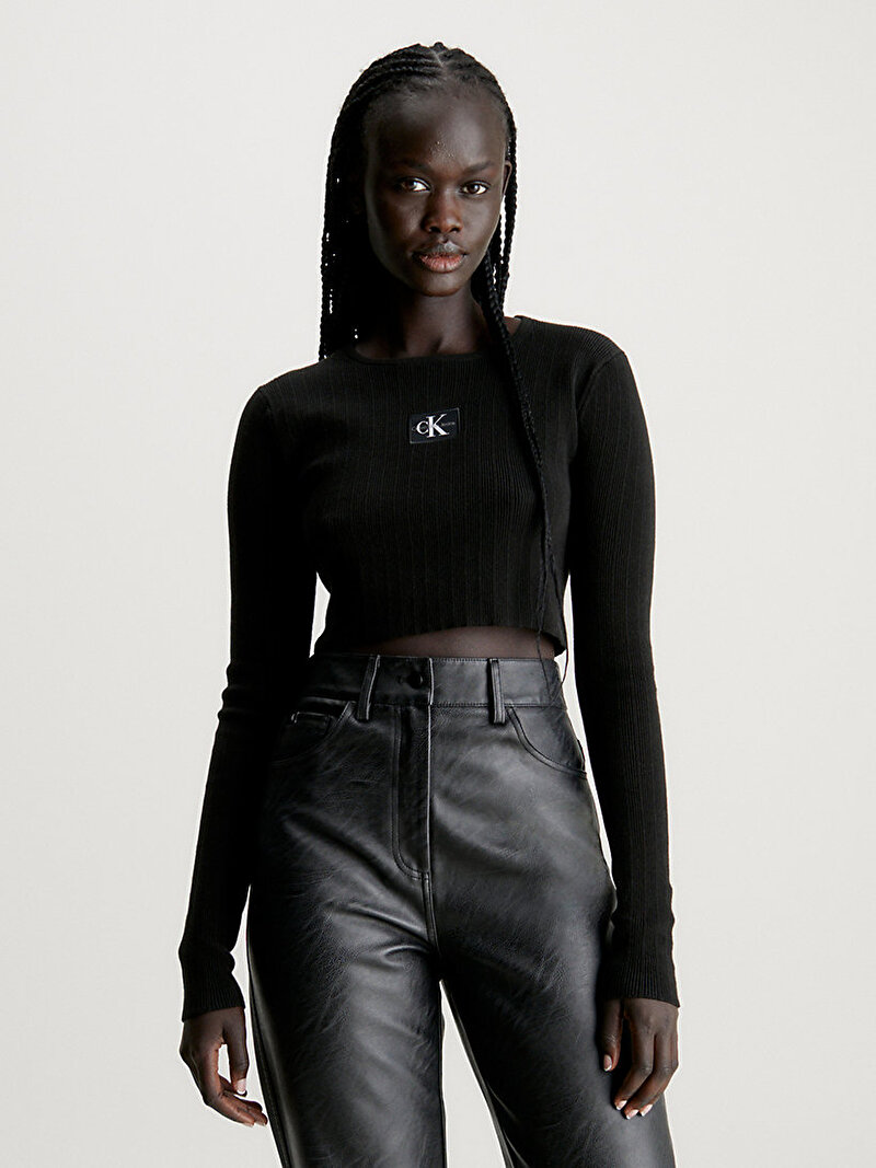 Calvin Klein Siyah Renkli Kadın Variegated Rib Kazak
