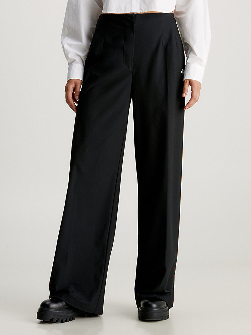 Calvin Klein Siyah Renkli Kadın Wide Leg Knit Pantolon