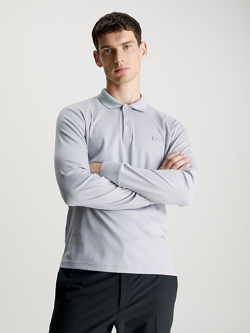 Calvin Klein Gri Renkli Erkek Smooth Cotton Slim Polo T-Shirt