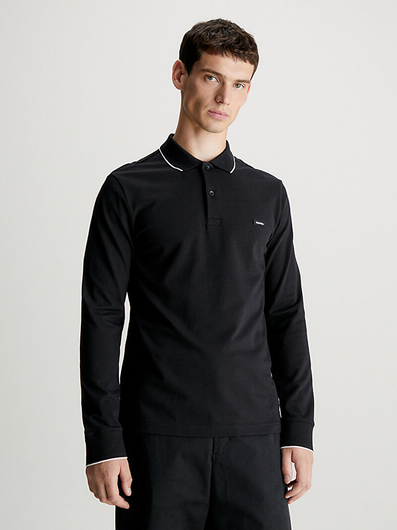 Calvin Klein Siyah Renkli Erkek Stretch Pique Polo T-Shirt