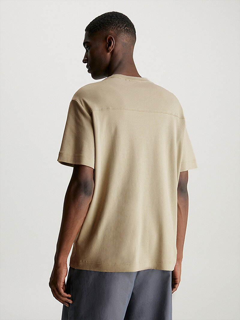 Calvin Klein Bej Renkli Erkek Comfort Debossed Logo T-Shirt
