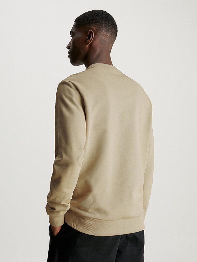 Calvin Klein Bej Renkli Erkek Raised Rubber Logo Sweatshirt