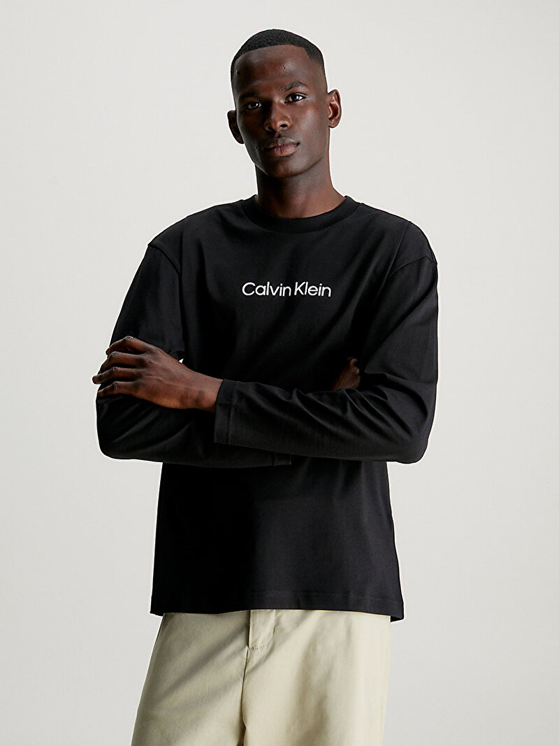Calvin Klein Siyah Renkli Erkek Hero Logo Uzun Kollu T-Shirt
