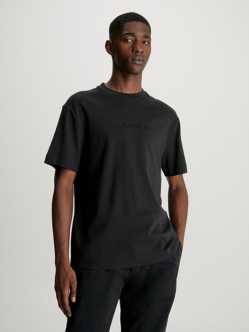 Calvin Klein Siyah Renkli Erkek Comfort Debossed Logo T-Shirt