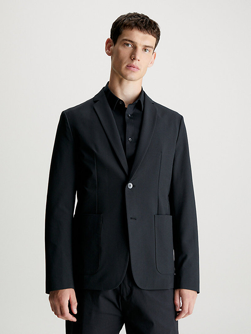 Calvin Klein Siyah Renkli Erkek Crinkle Tech Stretch Blazer Ceket