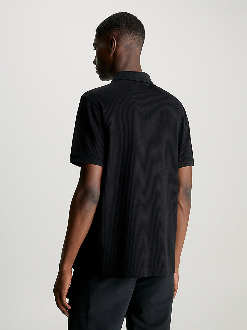 Calvin Klein Siyah Renkli Erkek Mercerized Waffle Polo T-Shirt