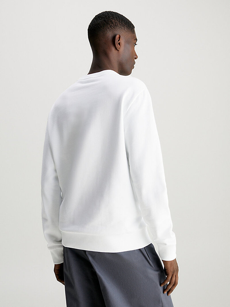 Calvin Klein Beyaz Renkli Erkek Raised Rubber Logo Sweatshirt