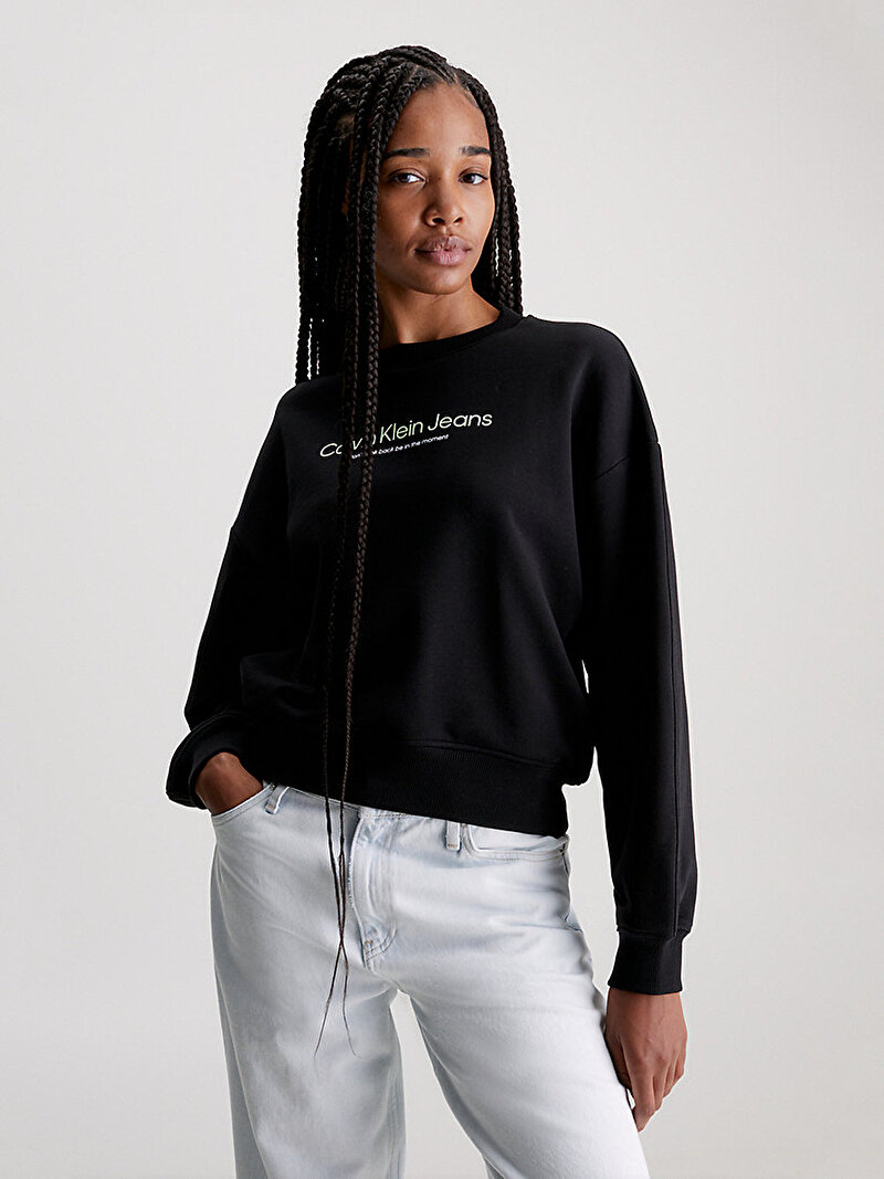 Calvin Klein Siyah Renkli Kadın Illuminated Graphic Sweatshirt