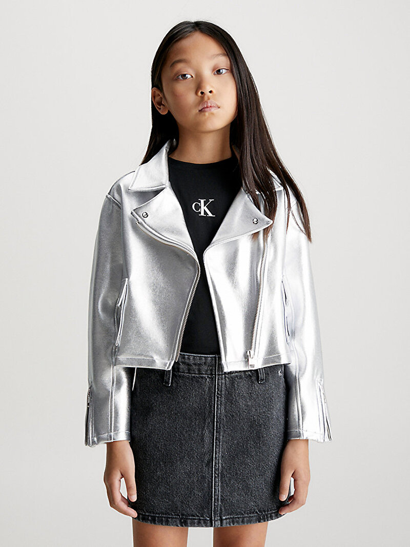 Calvin Klein Gümüş Renkli Kız Çocuk Silver Perfecto Ceket