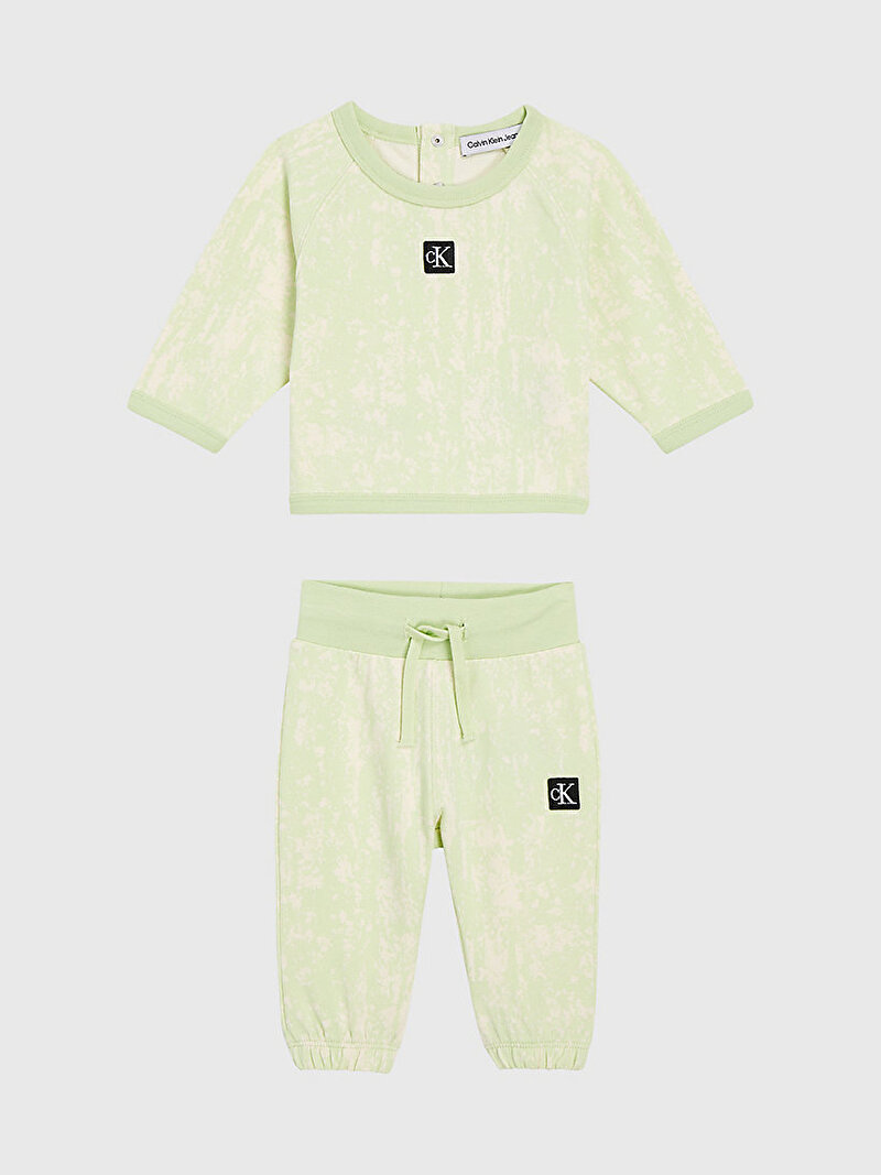 Calvin Klein Yeşil Renkli Bebek Earthy Crinkle Aop T-Shirt Set