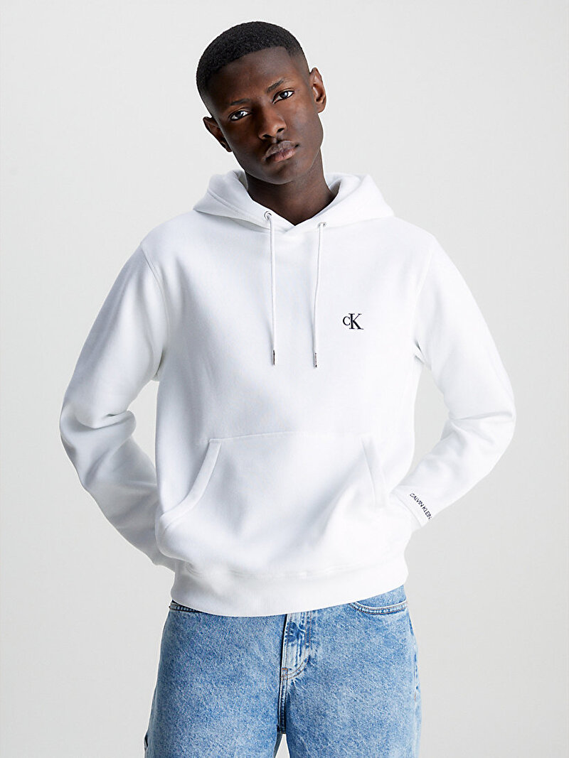 Calvin Klein Beyaz Renkli Erkek CK Essential Regular Sweatshirt