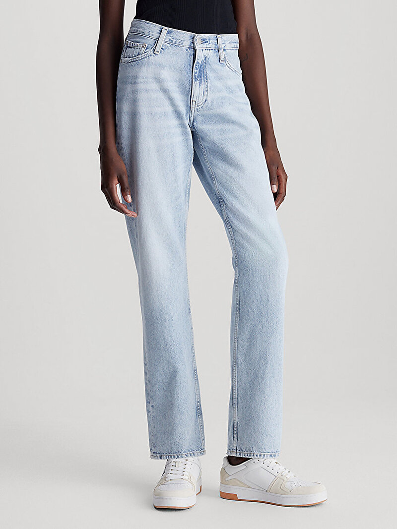 Calvin Klein Mavi Renkli Kadın Low Rise Straight Jean Pantolon