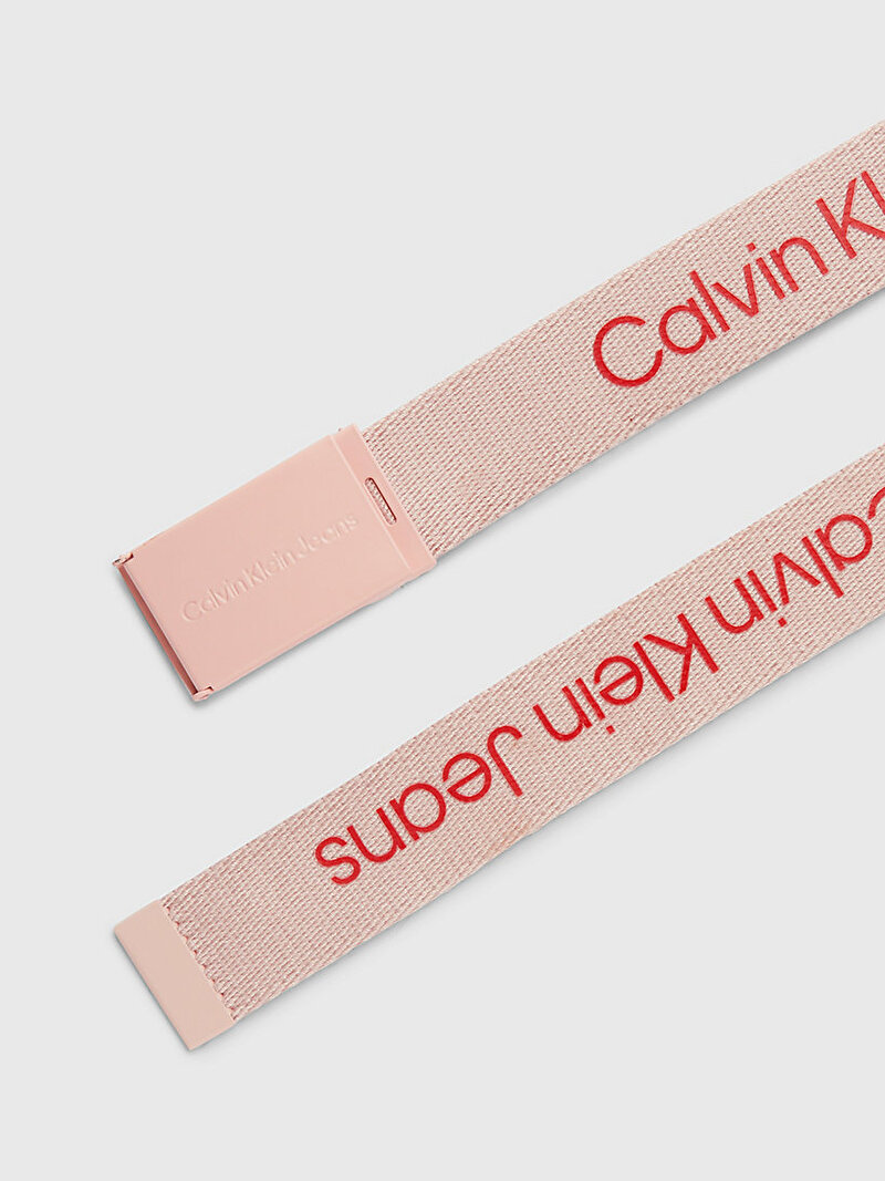 Calvin Klein Turuncu Renkli Kız Çocuk Canvas Logo Metallic Kemer