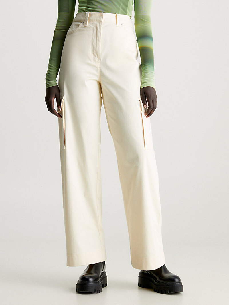 Calvin Klein Krem Renkli Kadın Cargo Pantolon